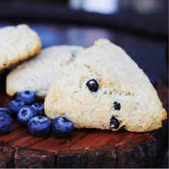 Sticky Fingers plated blueberry scones, warm and ready to serve