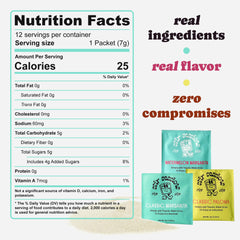 Stir Sessions packet close-up showing texture and real-fruit ingredients for bright flavor