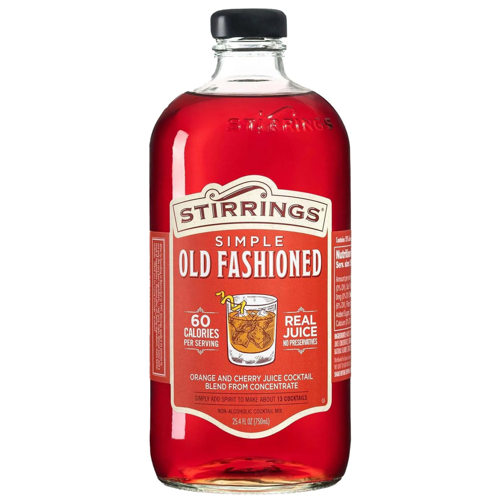 Stirrings front packaging showing two 750ml bottles and clear labeling for easy serving