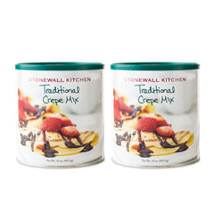 Stonewall Kitchen front packaging showing two 33 oz crepe mix bags and clear branding benefit of convenience