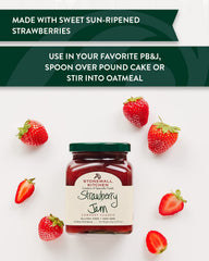 Stonewall Kitchen open jar revealing chunky strawberry pieces and rich texture