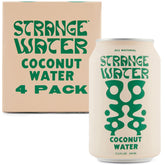 Strange Water front can showcasing brand and pure hydration benefits