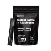 Strong Coffee Company front pouch showing bold instant coffee and benefits