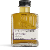 Strongwater lavender bitters front bottle view showing label and glass bottle benefit: clear product identity