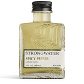Strongwater bottle front view showing label and compact size benefit