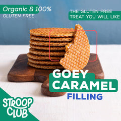 Stroop Club caramel center exposed to show gooey filling and flavor