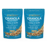 Struesli front packaging showing cashew vanilla flavor for pantry convenience