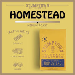 Close-up of Stumptown Homestead whole beans, revealing roast color and texture