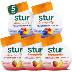 Stur immunity variety pack front packaging showing bottles and benefits