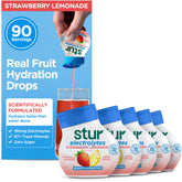 Stur front packaging showing five bottles and nutrition facts for easy hydration