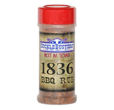 SuckleBusters 1836 beef rub front shaker showing size and bold branding benefit clear use