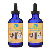 SucraDrops cobalt bottle front label showing product and servings benefit