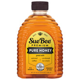 Sue Bee jar front label showing brand and U.S. Grade A clarity benefit