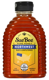 Sue Bee jar front label showing regional Northwest origin and Grade A quality