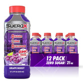 SueroX front packaging showing grape boost flavor and benefits