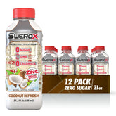 SueroX front packaging showing coconut flavor and zero sugar benefit