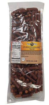 Sugar River front of bag showing 2 lb hot snack sticks, easy party serving