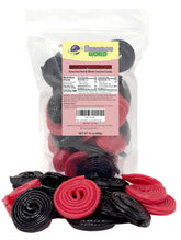 Sugarloo World front packaging showing red and black licorice wheels for easy identification