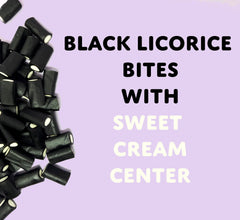 Sugarloo World tube close-up highlighting chewy black licorice texture and shine