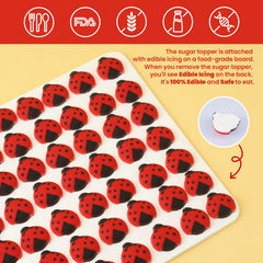 Sujoygar group of ladybug toppers on cake creating a playful spring theme
