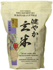 Sukoyaka brown rice front-of-bag showing brand and clear packaging for pantry organization