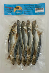 Sun dried seafoods texture closeup of dried galunggong flesh highlighting natural quality