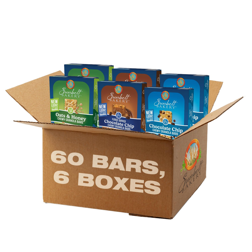 Sunbelt Bakery front packaging showing mixed flavors and convenient assortment