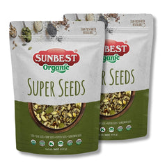 Sunbest Natural front packaging showing organic five-seed blend and benefits