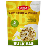 Sunbest Natural front packaging showing 5 lb bag and clear label for bulk storage benefits