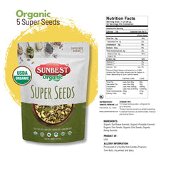 Sunbest Natural chia and flax texture close-up showing omega-3 benefit