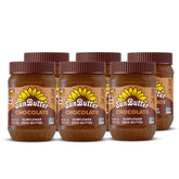 SunButter jar front view showing chocolate spread brand and packaging benefit