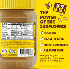 Open SunButter jar with smooth swirled top for easy spreading