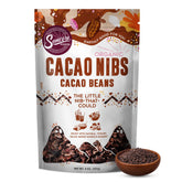 Suncore Foods front packaging showing organic cacao nibs and benefits