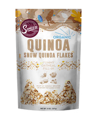Suncore Foods front packaging of 8oz white quinoa flakes showing clear label benefits