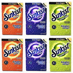 Sunkist front packaging showing three-flavor variety and box count, convenient supply