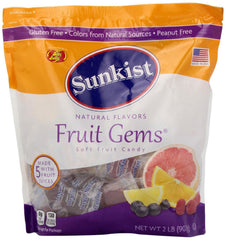 Sunkist front packaging of 2 lb resealable bag showing flavors and branding benefits
