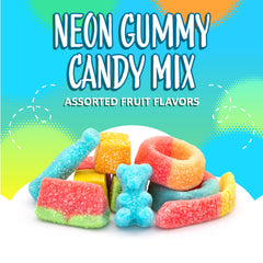 SUNNY ISLAND gummy worms and bears detail showing color variety and chewy bite