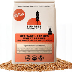 Sunrise Flour Mill front bag showing organic label and large pack benefit