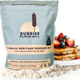 Sunrise Flour Mill front packaging showing organic 7-grain mix and clear product identity