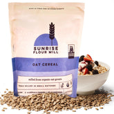 Sunrise Flour Mill front packaging showing organic 32 oz benefit