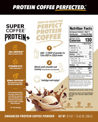 SUPER COFFEE mixed hot cup demonstrating creamy vanilla coffee benefit