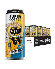 SUPER COFFEE XXTRA front can showing label and vanilla branding for quick grab-and-go energy