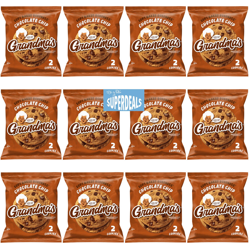 SUPERDEALS front packaging of Grandma's Cookies 2.5 oz bag showing label and bundle benefit