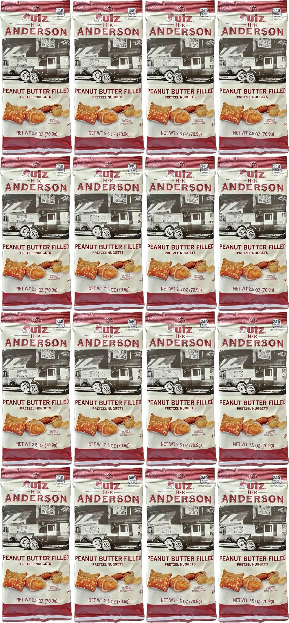 SUPERDEALS front packaging of HK Anderson pretzel nuggets showing branding and packcount, convenient for gifting