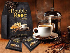 Generic Superlife Double Root Coffee sachet closeup highlighting single‑serve portion benefit