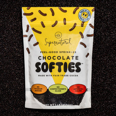 Supernatural close-up texture of softies highlighting cocoa-rich finish benefit: rich chocolate look
