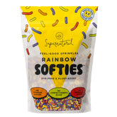 Supernatural front packaging showing 16oz jar and vibrant sprinkles benefit: clear product view