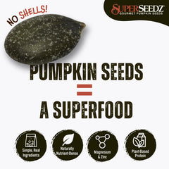SuperSeedz seeds in a bowl with spoon illustrating easy topping use