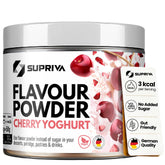 SUPRIVA front packaging showing cherry yoghurt flavour and servings benefit