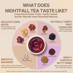 SVEYN brewed cup of Nightfall tea displaying calming amber color